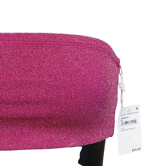 NEW Good American 2pc Hawaiian Pink Sparkle Swimsuit Bikini - Picture 3 of 10